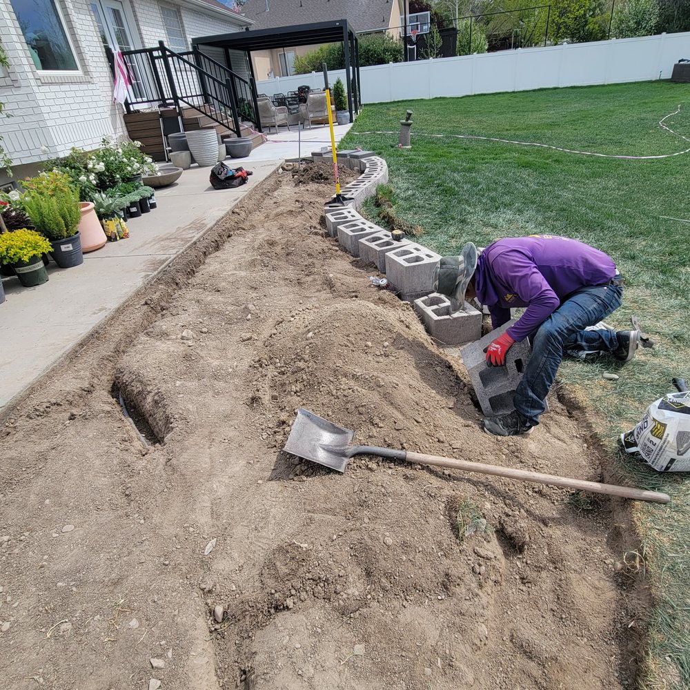 Retaining Wall, Built by Hand, by Ponce's Landscaping in the Salt Lake Valley